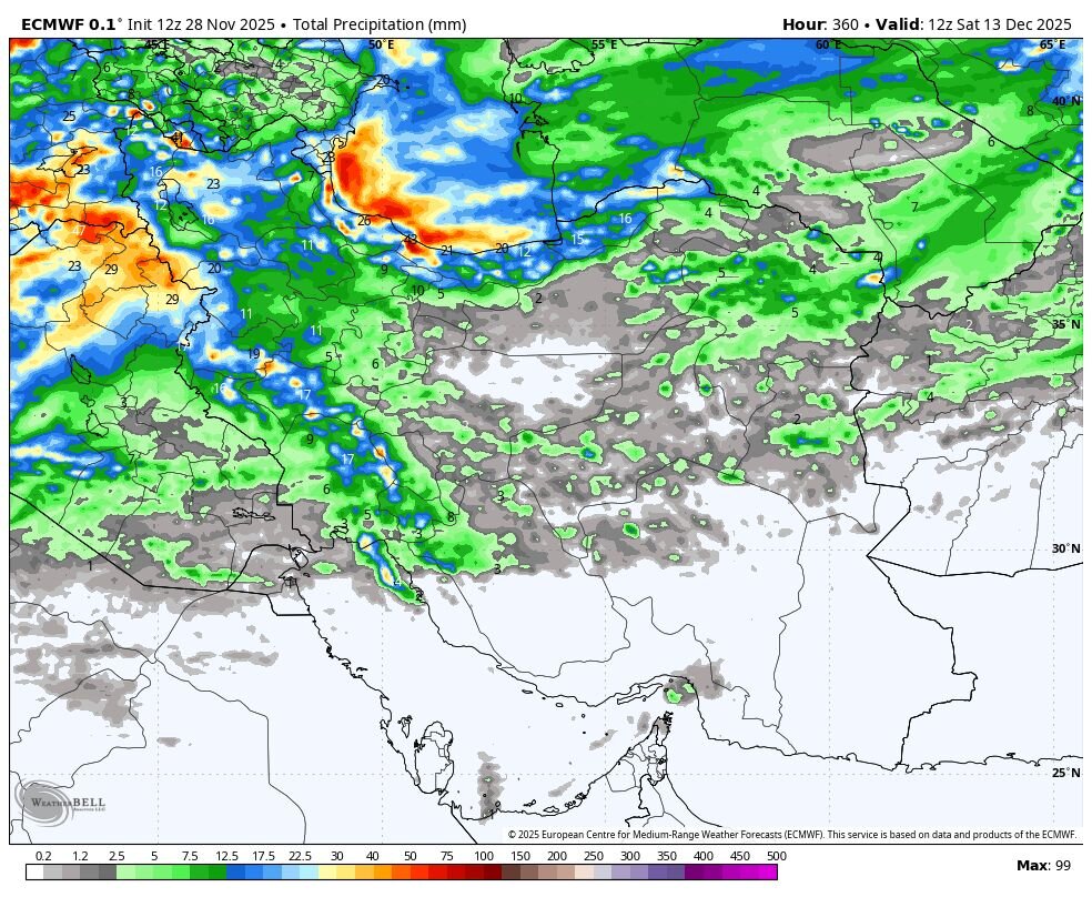پیشبینی بارش برف و باران و ورود سامانه بارشی